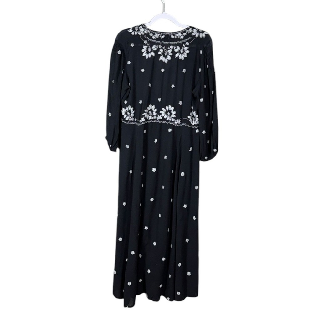 Free People Embroidered Maxi Dress Medium Bohemian Peasant Festival Cottage - Picture 3 of 9